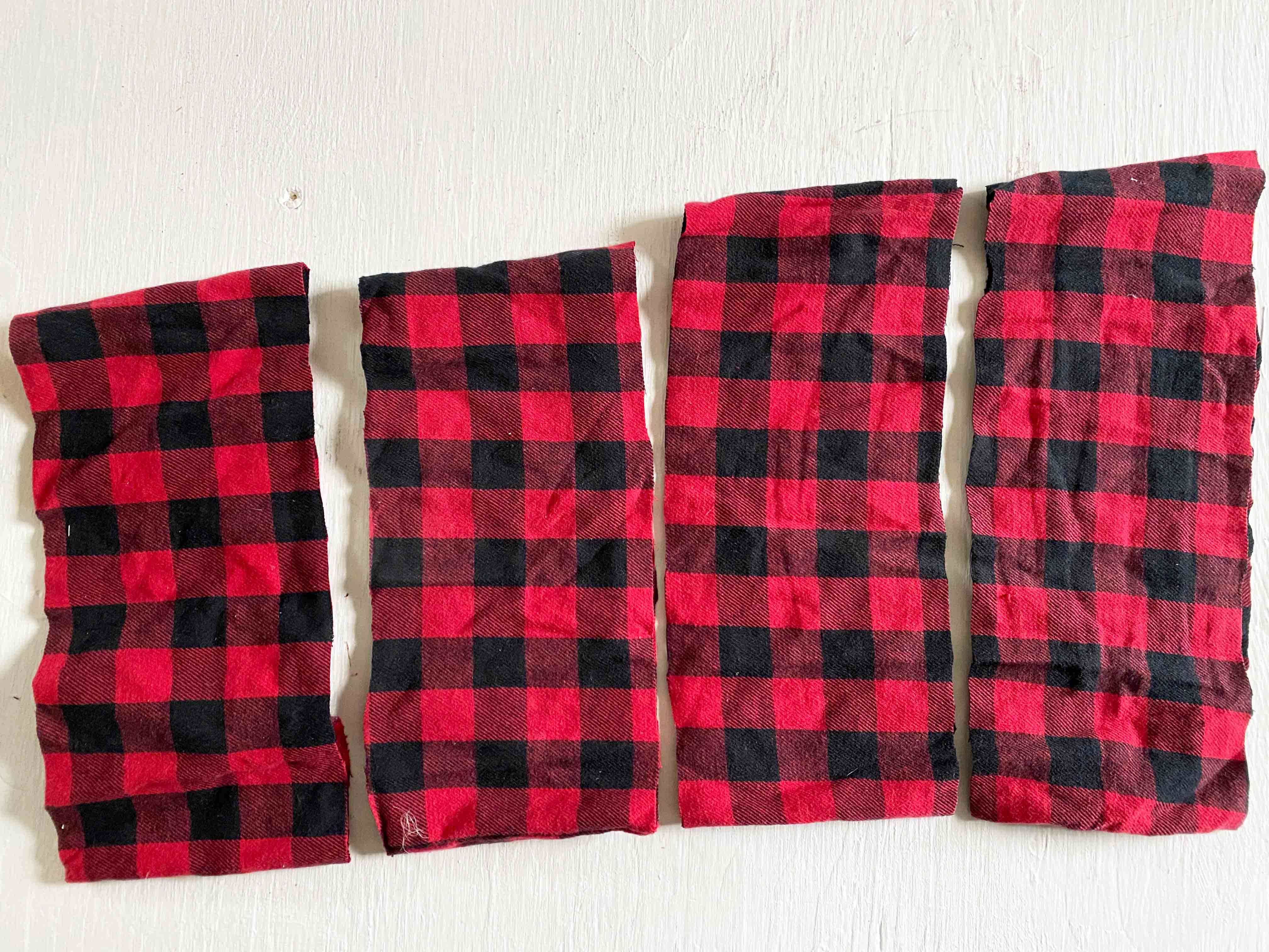 pajama pant leg cut into four strips